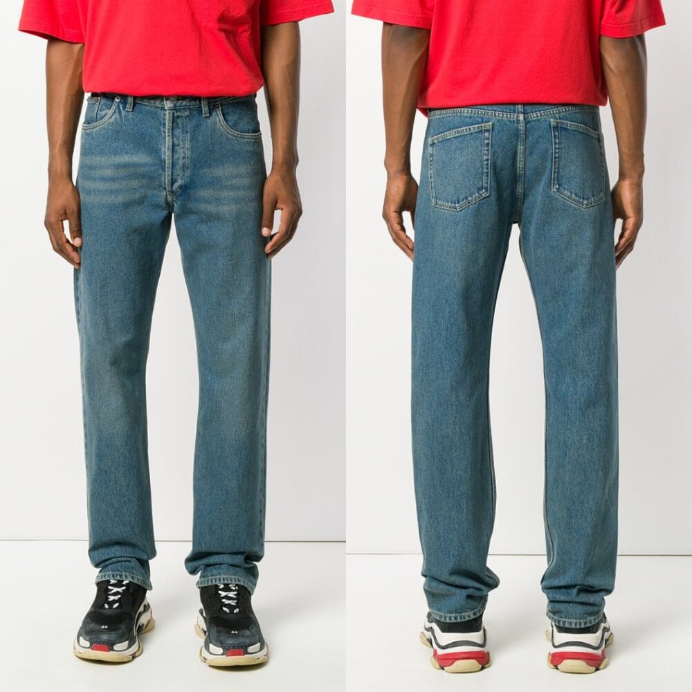 Balenciaga Archetype Denim Jeans Blue Sz 26 Straight Leg High Rise